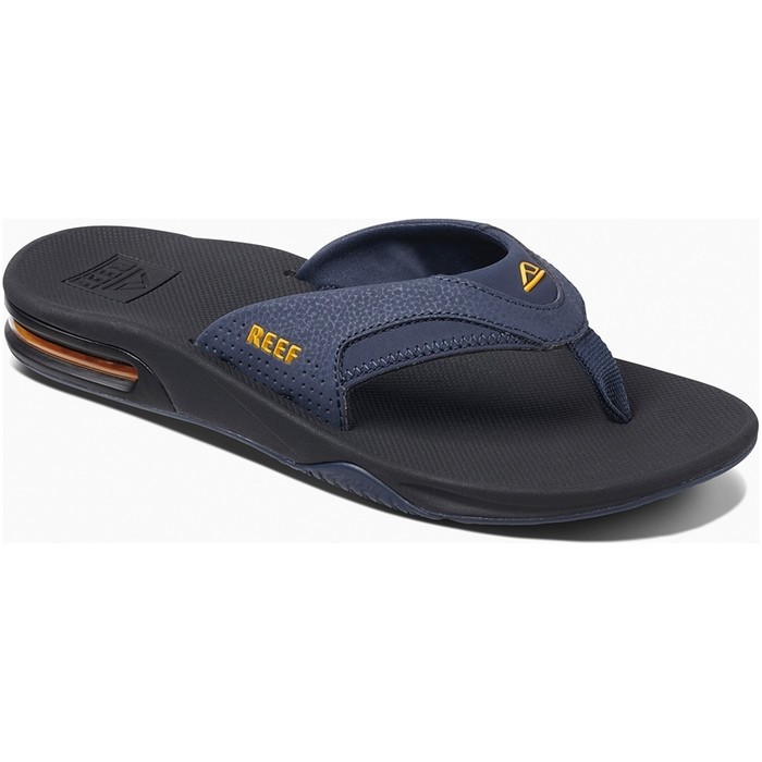 2019 Reef Mens Fanning Sandals Flip Flops Navy Yellow RF002026